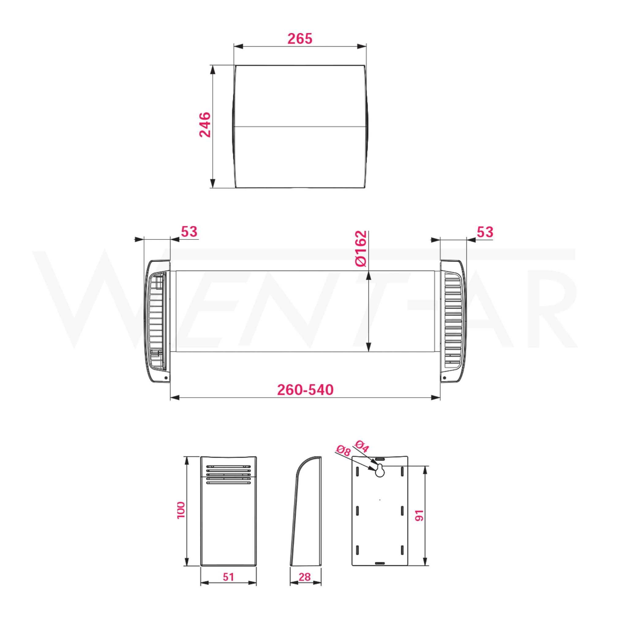 AHR160 Ventilatie descentralizat Wireless recuperator ceramic senzor