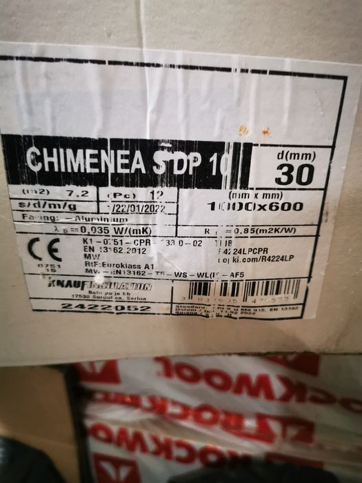 Каменна вата Knauf Insulation за камина с алуминиево фолио