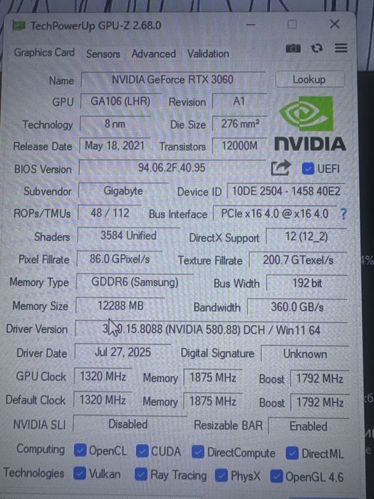 Видеокарта rtx3060 12gb