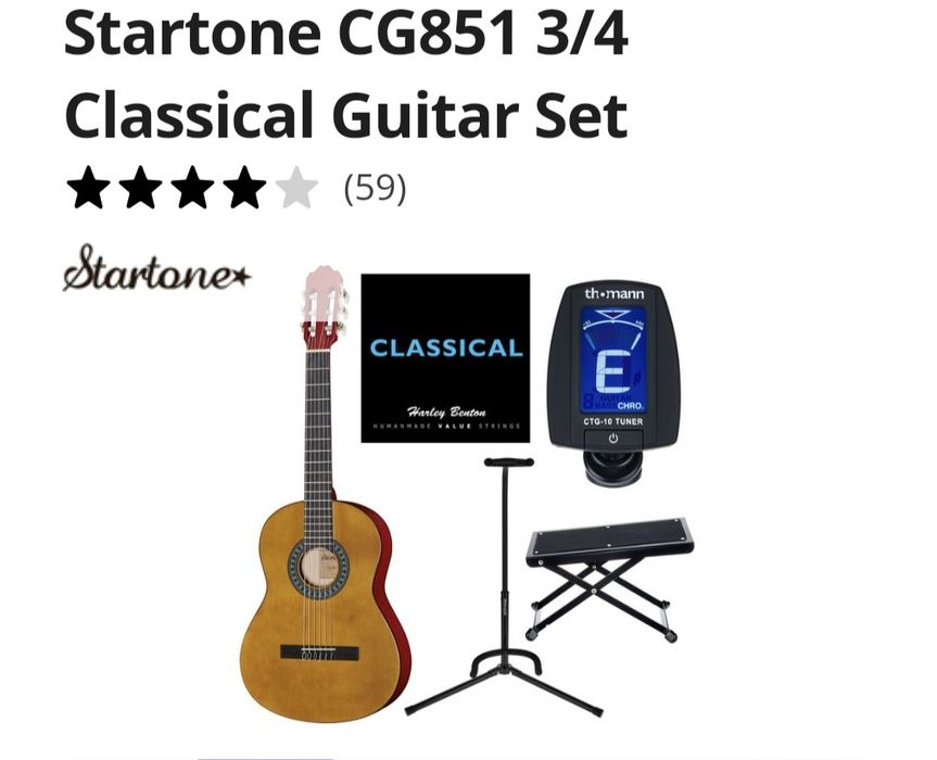 Chitara Startone 3/4 cu accesorii și husă