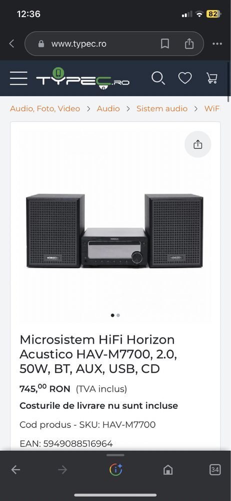 Microsistem Hi-Fi Horizon Acustico