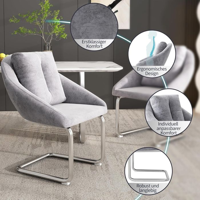 NOU Set 2 scaune moderne, gri