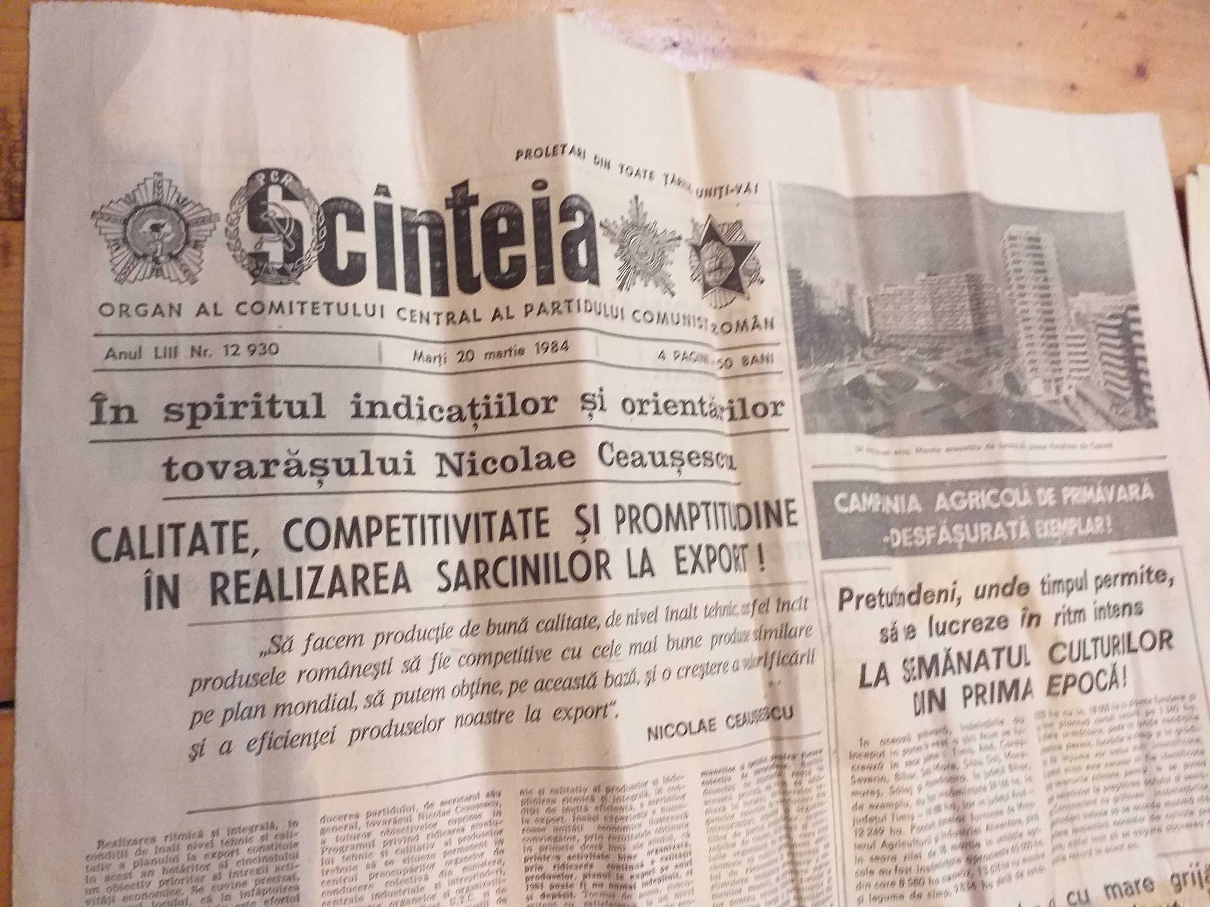 Colectie de 7 ziare vechi:Scanteia,Tara,Sport Popular,Secera Ciocanul