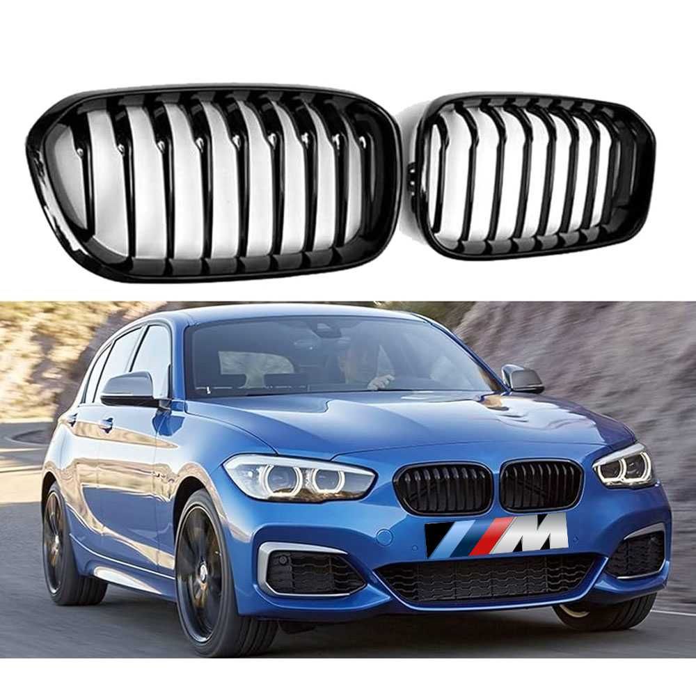 Set 2 grile negre BMW Seria 1 facelift F20 F21 2015-2019 negru lucios