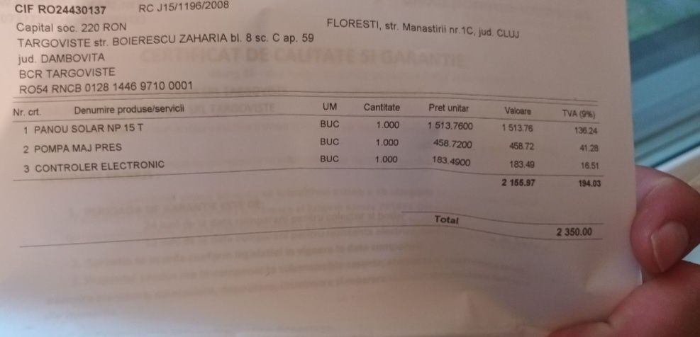 Panou solar pt apa calda