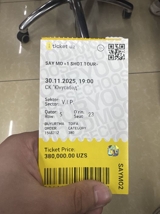 Say mo bilet sektor V.I.P orin 23,24 2 ta bilet bor
