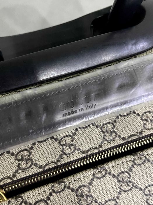 куфар гучи кафяв бежов естествена кожа сак чанта gucci на колела