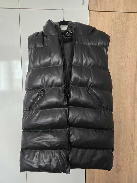 Черен кожен елек