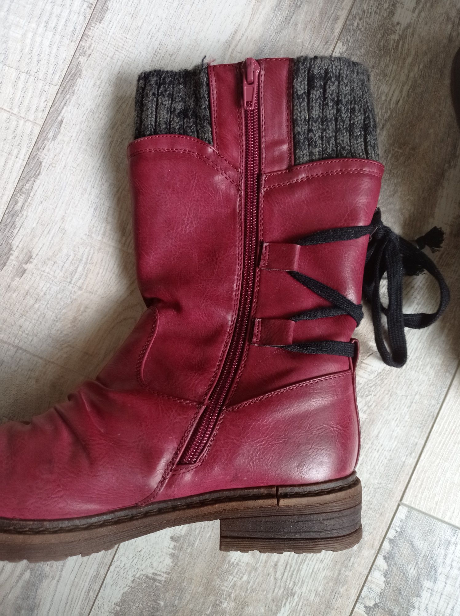 Червени ботуши, ватирани ботуши, зимни ботуши, Rieker, 39 размер