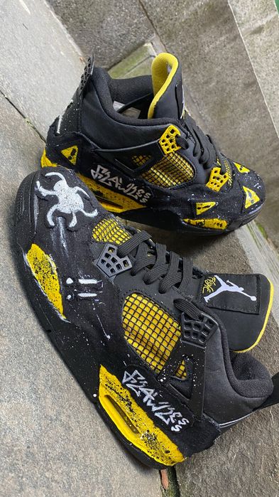 Jordan 4 retro yellow thunder custom made by flawless
