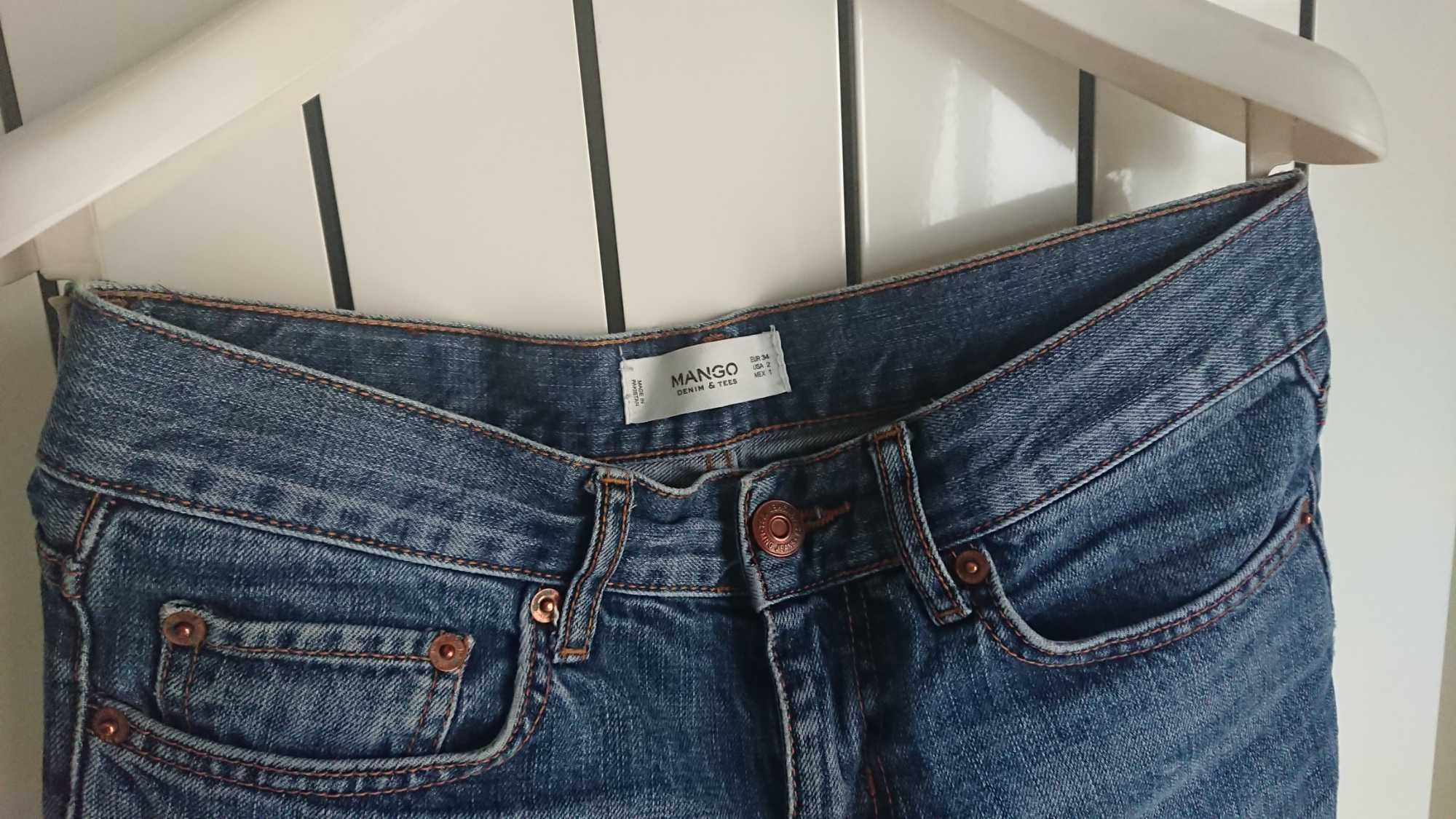 Jeans regular fit, marime XS/34, marca MANGO, culoare albastru