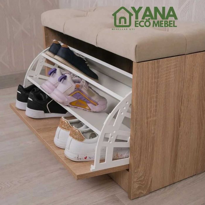 Пуфик-обувница для прихожей для хранения и удобства  максимум 9 Обувей