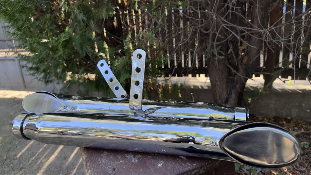 Toba evacuare moto, cotit inox crom chopper custom