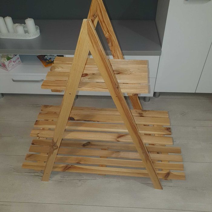 Etajera Suport flori, Stejar, 3 nivele