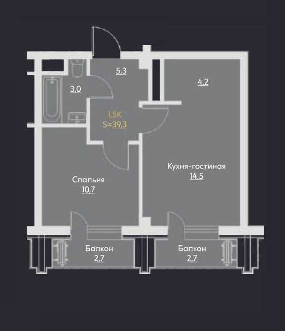 Дархан, ЖК Манхэттен, Премиум. 2 / 10 / 16 + два лифта. 43м², "студия"