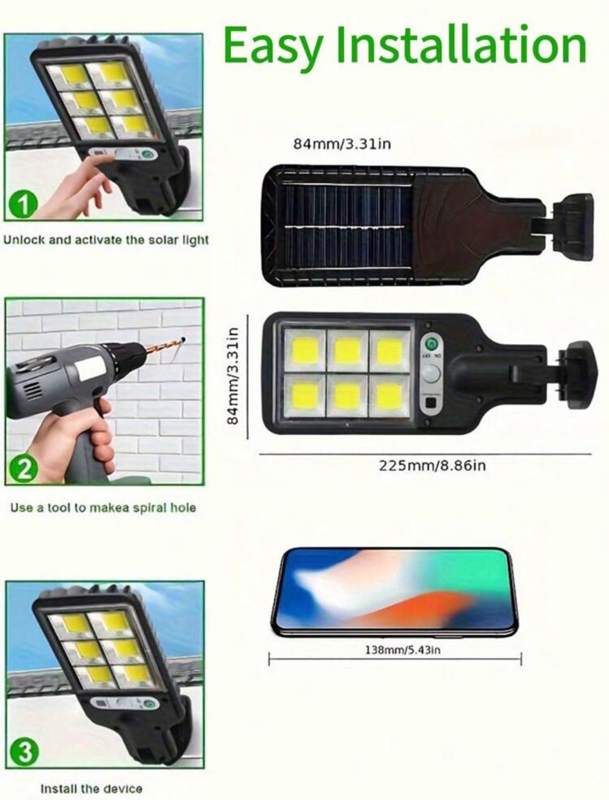 Соларна улична лампа с 72 COB LED –светлина и енергийна ефективност