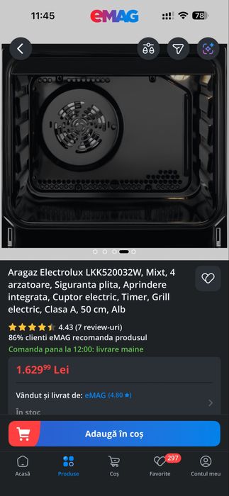 Aragaz Electrolux clasa A - putin folosit ca nou