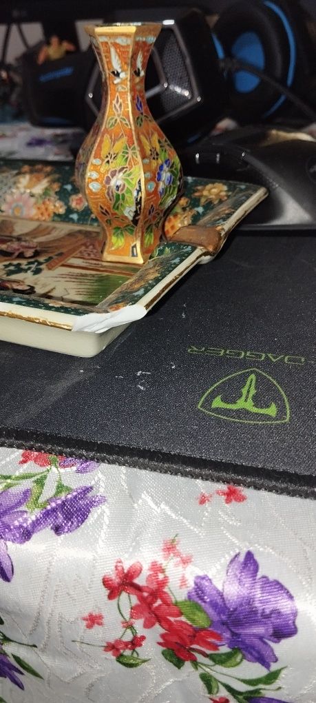 Set vintage China: vază cloisonné impecabilă + scrumieră porțelan