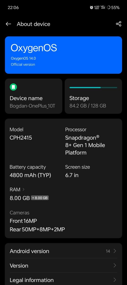 OnePlus 10T negru 128gb 8gb ram