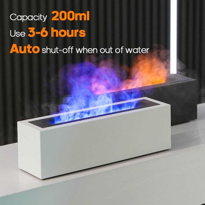 Difuzor aromaterapie efect flacara umidificator aer USB 7 culori LED
