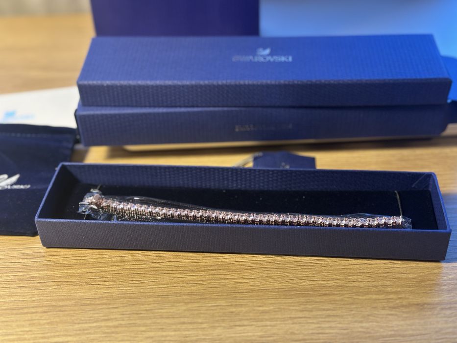 Bratara Swarovski tennis matrix rose gold