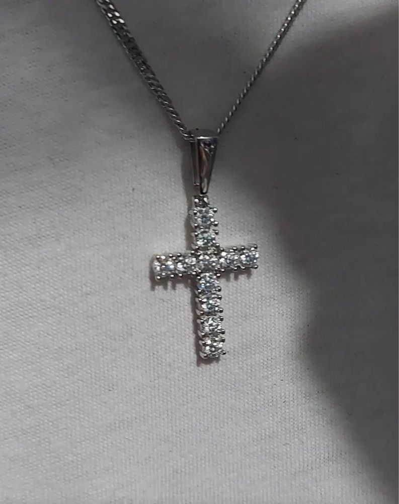 -50% Колие VVS диаманти Fully Iced Out Cross Chain