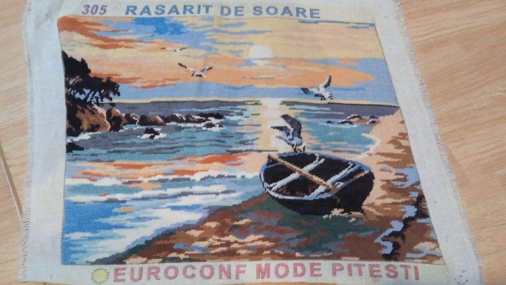 Rasarit de soare, goblen cusut manual, arta, colectie