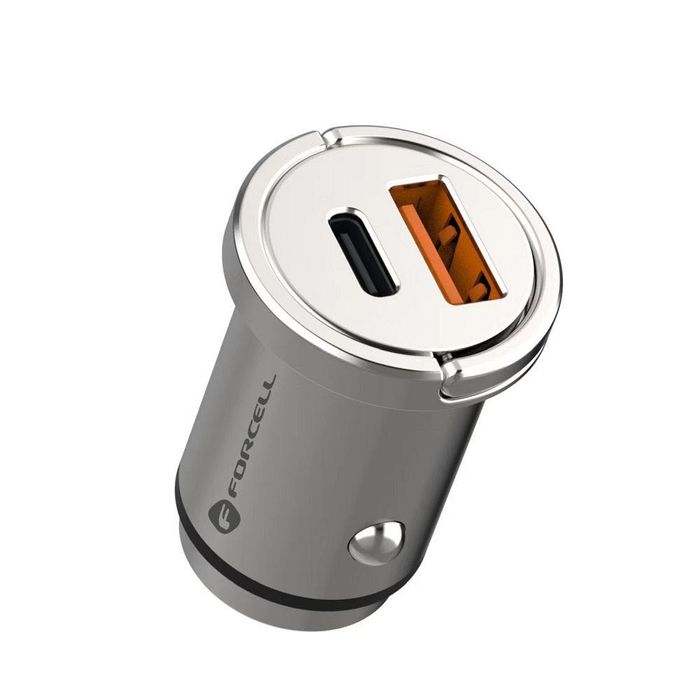 Мини зарядно за кола Type C + USB A PD QC3.0 3A 20W FORCELL F-ENERGY