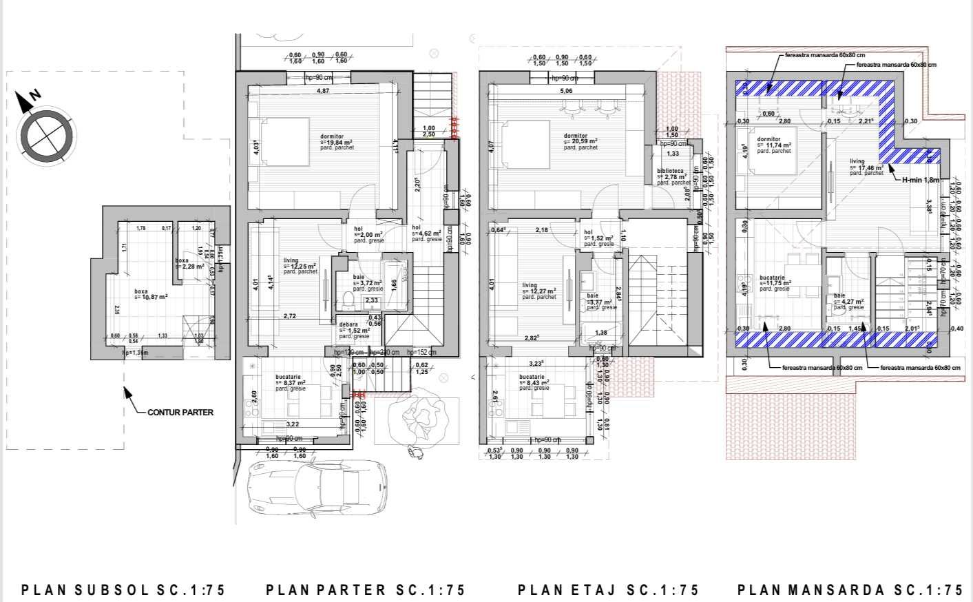 Casa zona centrala Titulescu proiect construire trei apartamente