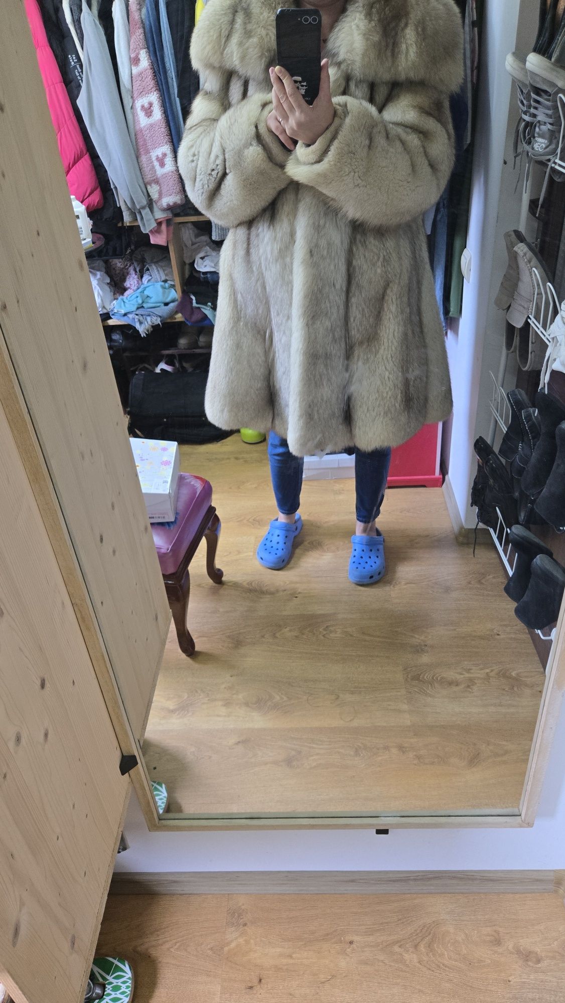 Haină de vulpe argitie naturală