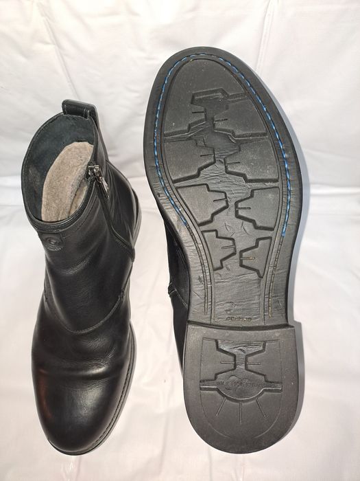 Ghete / Bocanci Piele Naturală Neagră Talpă Made in Italy-Mărime 43