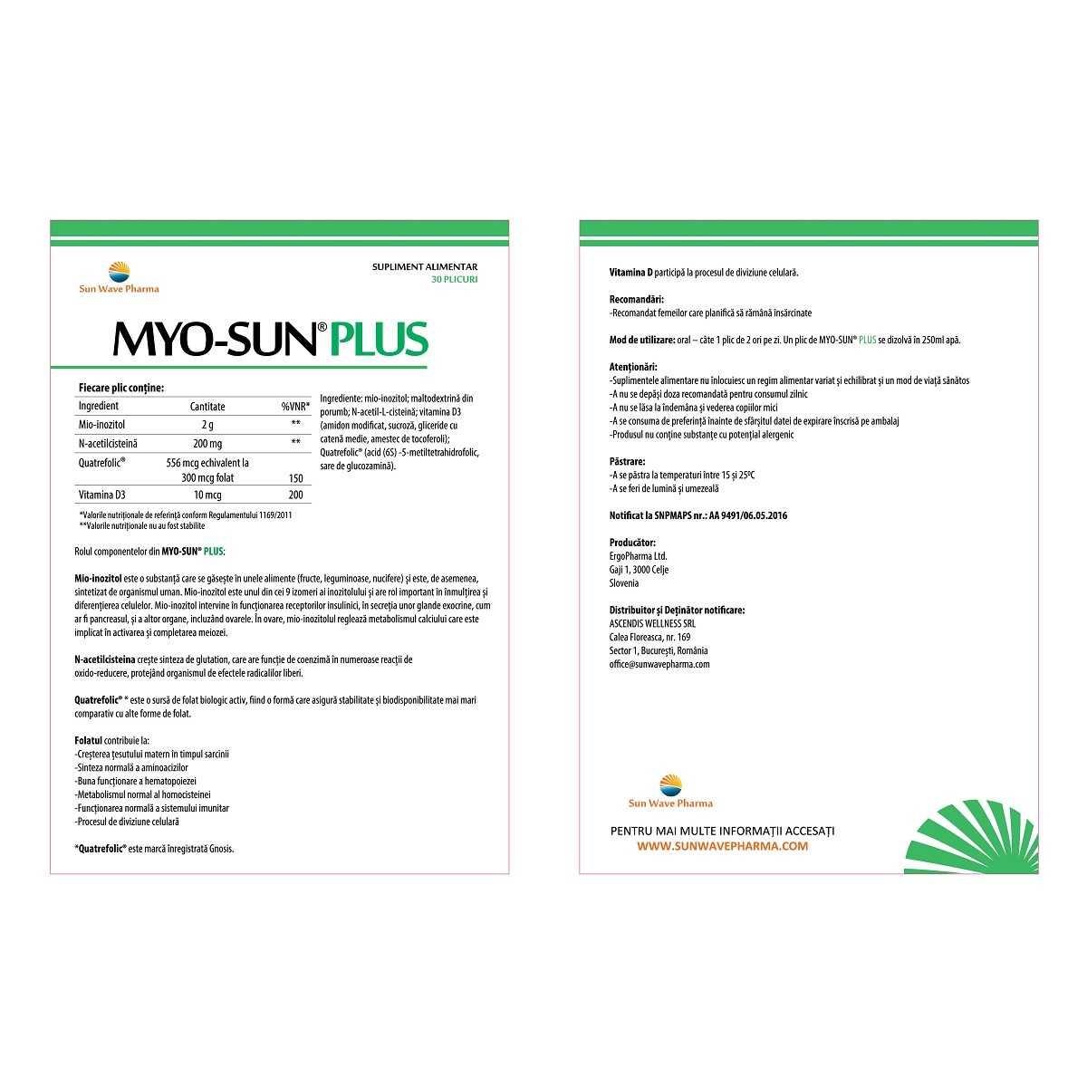 Myo-Sun Plus, 30 plicuri, Sun Wave Pharma - livrare gratuita