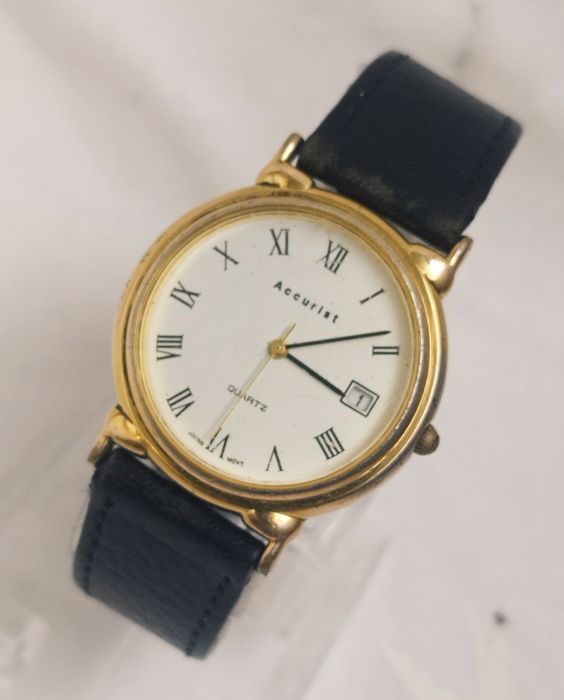 Ceas de damă Accurist cu quartz, din oțel inoxidabil, curea din piele