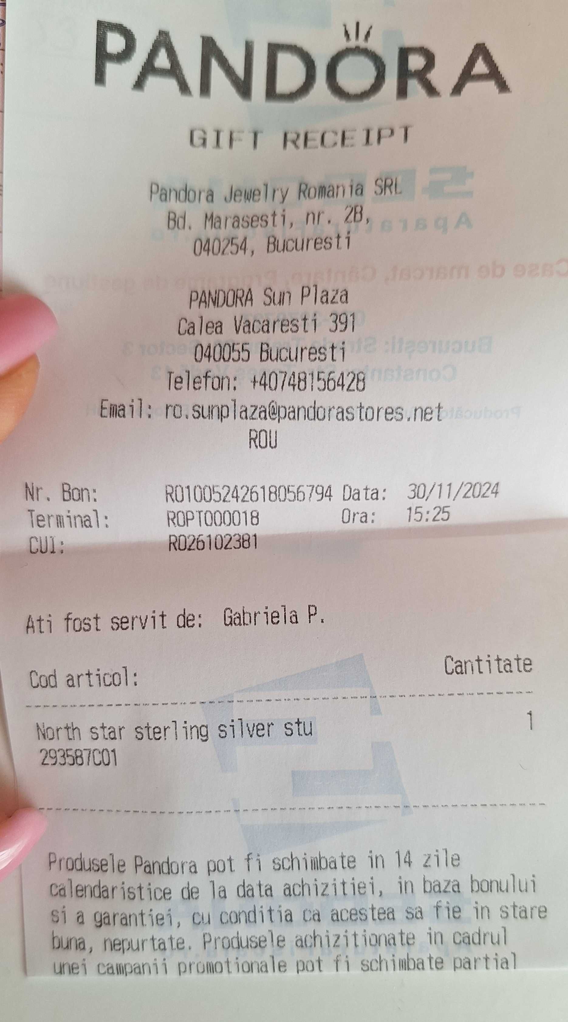 Cercei cu surub Steaua Nordului Pandora noi cu garantie