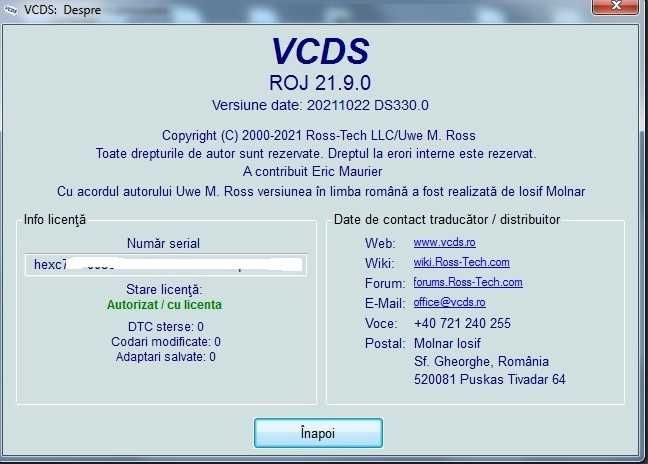 VCDS/VAG COM 22.10.0 Engleza / 22.10.0 Romana