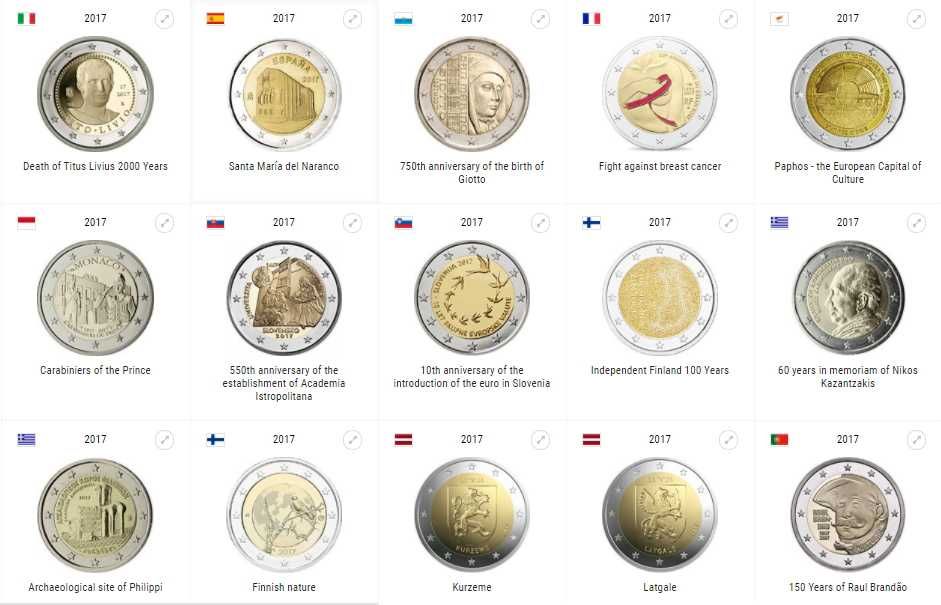 Сет 2 евро монети (възпоменателни) 2017-2019 / 2 Euro Coins