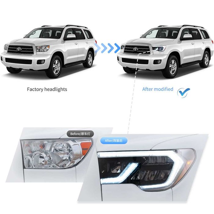 Комплект LED фарове за Toyota Sequoia 2008-2020 и Tundra 2007-2013