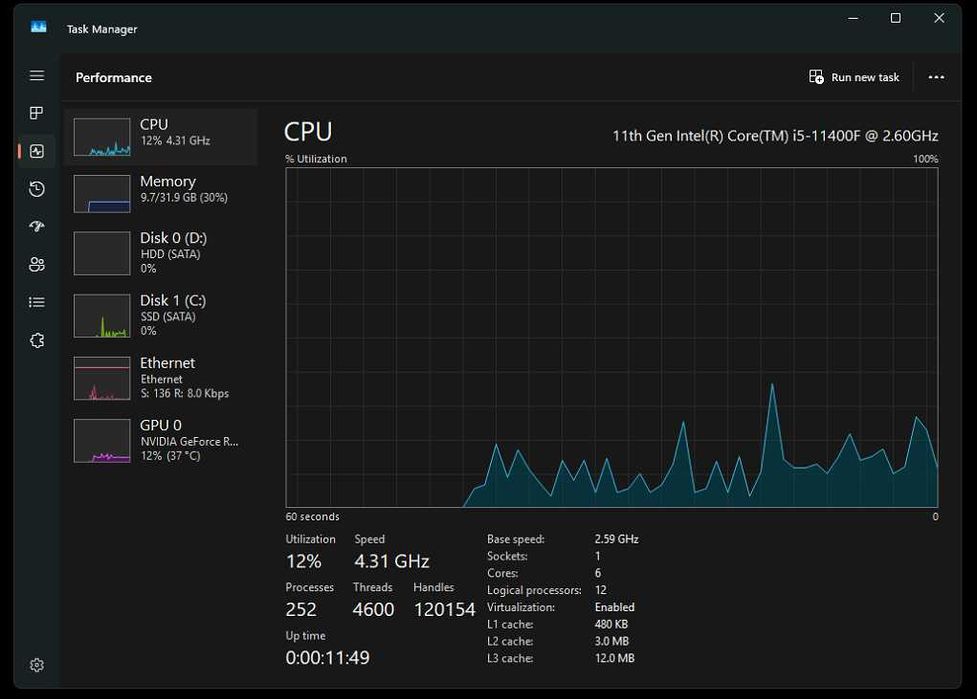 PC Gaming i5 11400f ,  RTX 3060 12GB , 32GB RAM , SSD+HDD