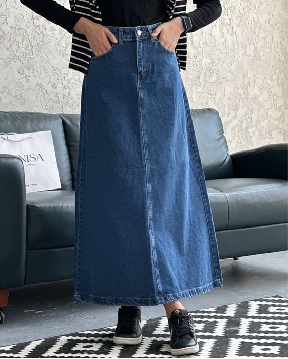 Джинсовая юбка доины макси