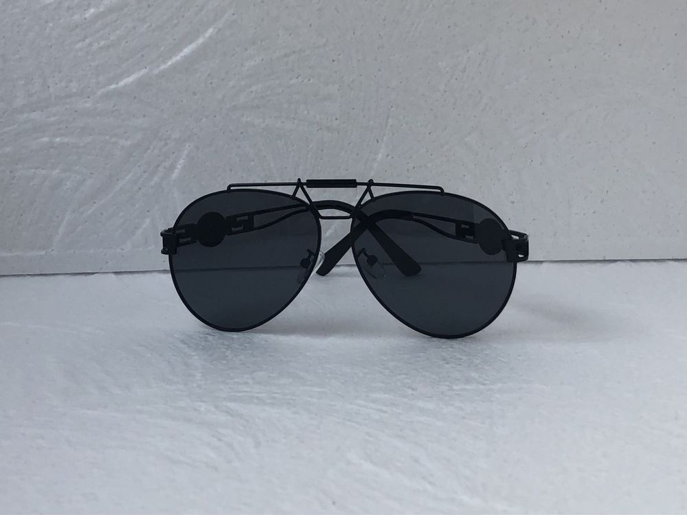 Versace Мъжки Дамски слънчеви очила  авиатор черни кафяви VE 8037