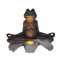 Садовая фигура лягушка с подсветкой медитирует
