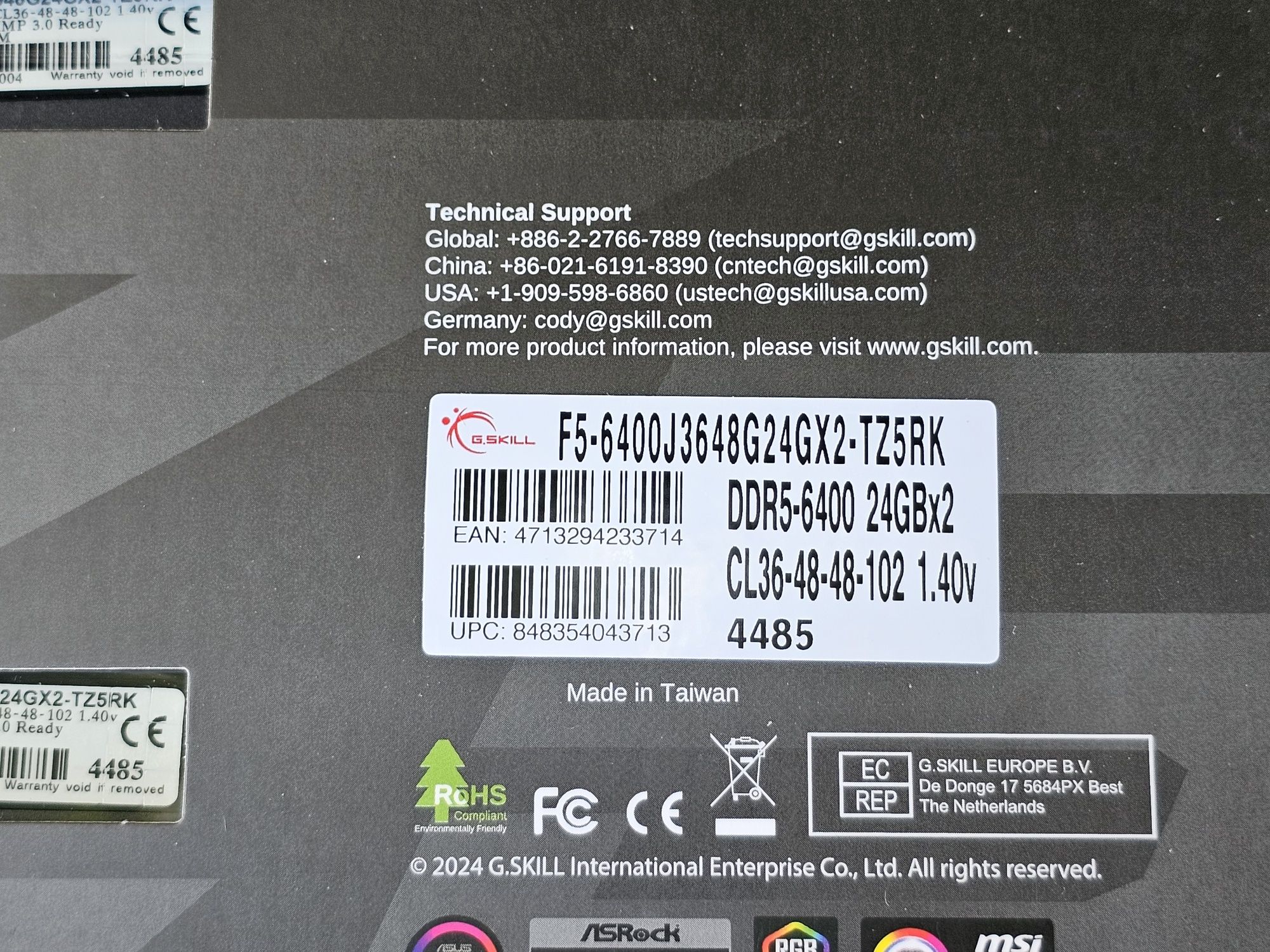 ОЗУ DDR5 48GB (2x24)/32GB (2x16) G.Skill/Kingston, новые и открытые