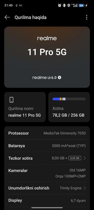 Telfon: Realmi 11pro 5g