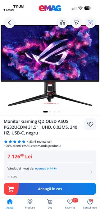 Vand Monitor Gaming Asus Oled PG32UCDMR (model 2025l nou sigilat