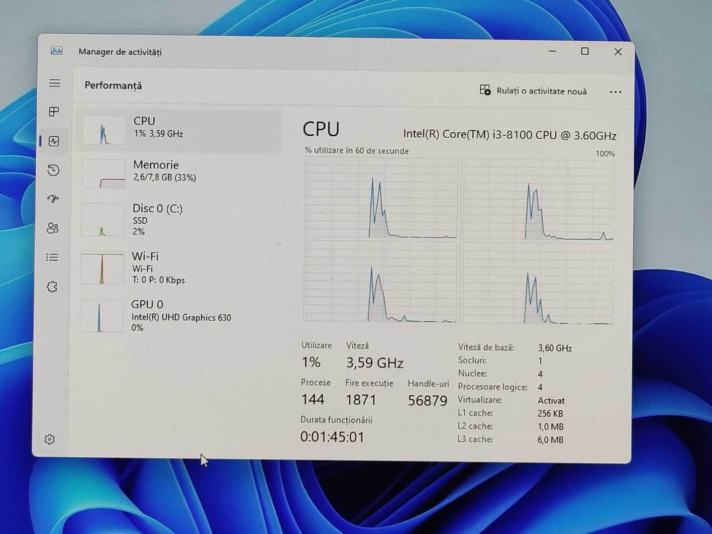 Calculator Dell OptiPlex 3060 SFF, i3-8100, ssd Samsung 256Gb, ram 8Gb