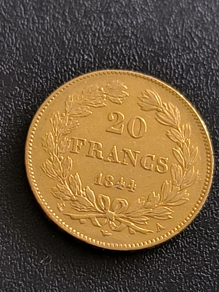 20 франка 1844 год, Луи -Филип I, злато 6.45 гр,900/1000 (21.6 к)