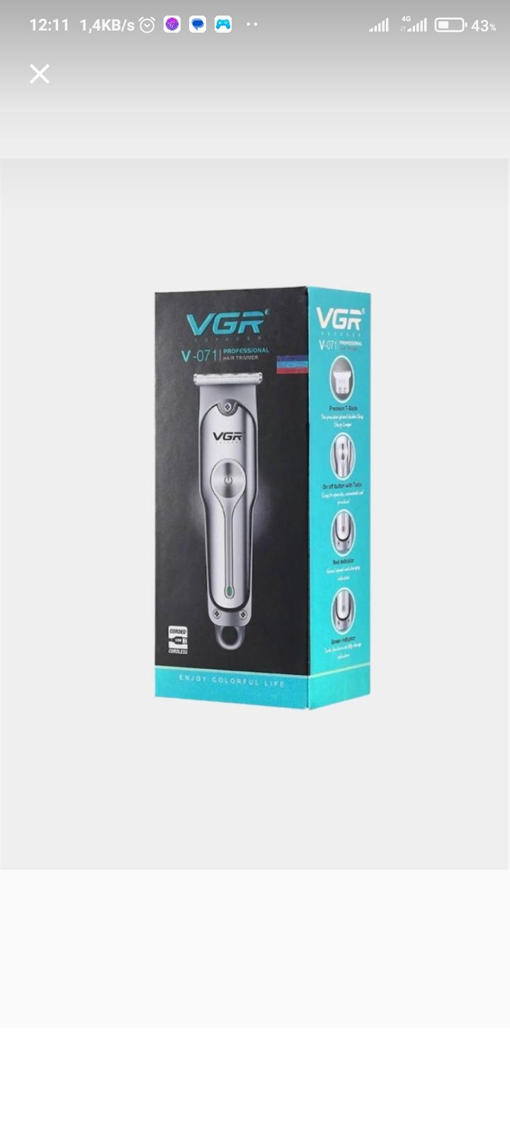 Soch Va soqol uchun profissional simsiz trimmer VGR V-071.