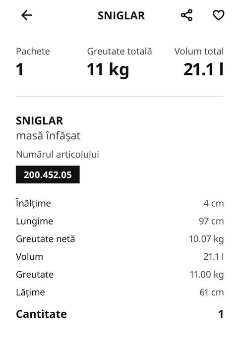 Masă înfășat bebe SNIGLAR Ikea