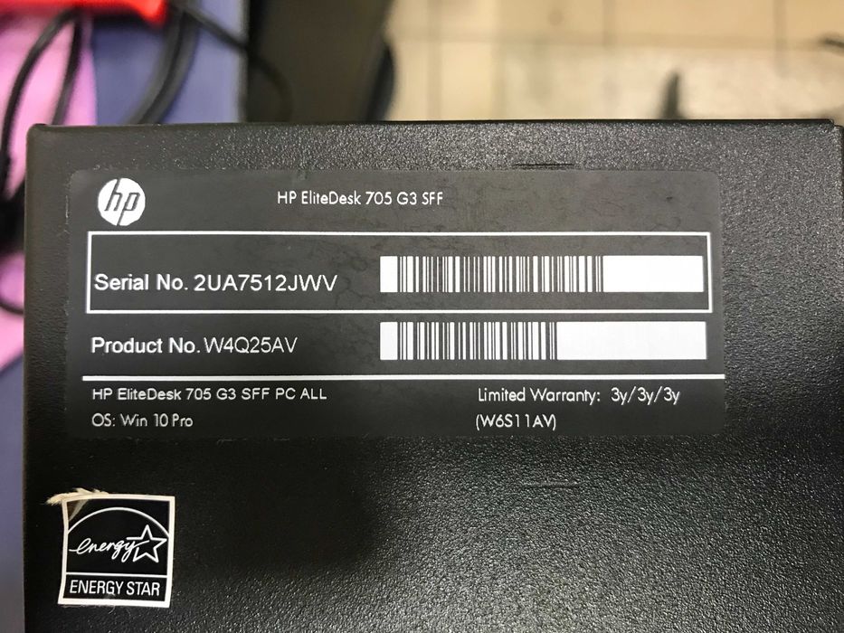 HP EliteDesk 705 G3 - SFF,A12 9800 / 3.8 GHz - RAM 16 GB DDR4