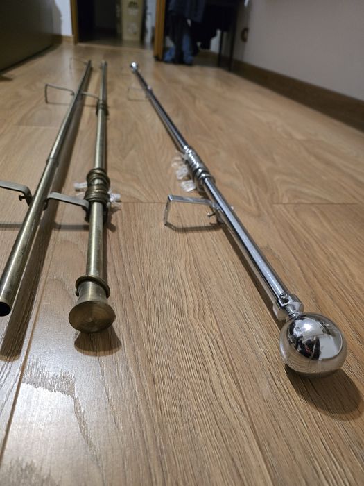 Galerie dublă telescopica metalică auriu antic + una argintie 300 cm